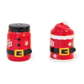Boston International Ceramic Salt & Pepper Shakers, Small, Santa Belt