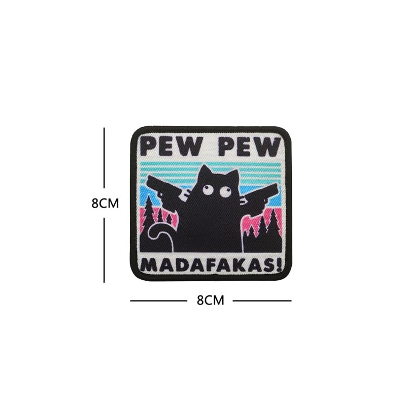 PEW PEW MADAFAKAS Cat Patch Morale Patches Velcro Embroidery Tactical