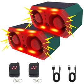 ChunHee Solar Outdoor Motion Sensor Alarm,Dog Barking Alarm & Support Recording,±Volume,13 Sounds,130dB Loud Motion Sensor Noise Maker for Deer,Bear,Intruder