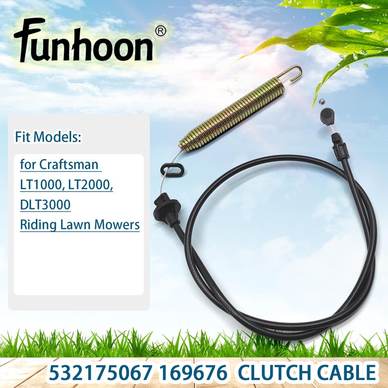 Funhoon Lawn Mower Clutch Cable 175067 for Craftsman LT1000 LT2000