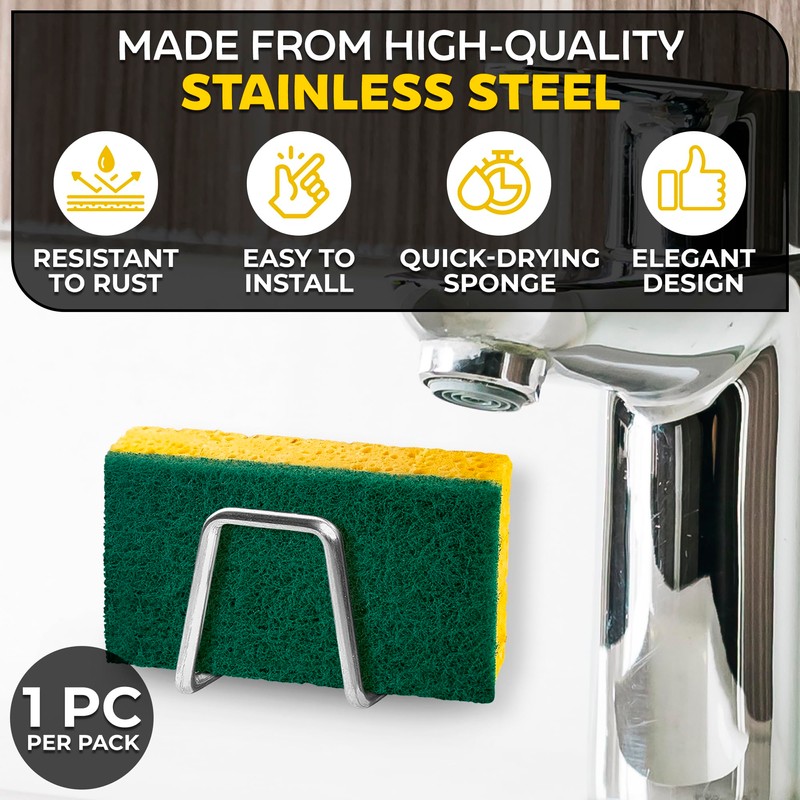 Stainless Steel Sponge Holder for Kitchen Sink – Compact &