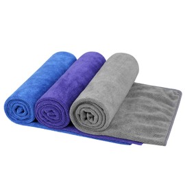 KLNYOO Sport Towel Travel Towel by 100% Microfiber Hand Towel Gym Towel Beach Towel - Fast Drying - Many Colors - Camping - Gym - Swim - Surf 3 Pack 40 X 80 cm Dark Blue+Gray+Purple