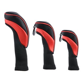 Golf Club Head Covers for Woods Long Cover Driver Hybrid Fairway, Headcovers with Interchangeable No. Tag Novelty Durable Fit Woods Clubs (Red)