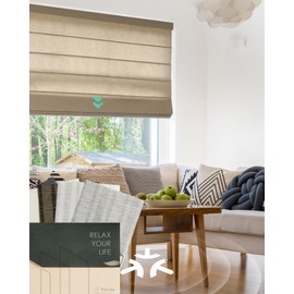 Yoolax Motorized Matter Roman Shades Light Filtering Smart Blinds for Windows, Automatic Matter Roman Shades, Fabric Sample (Multicolor