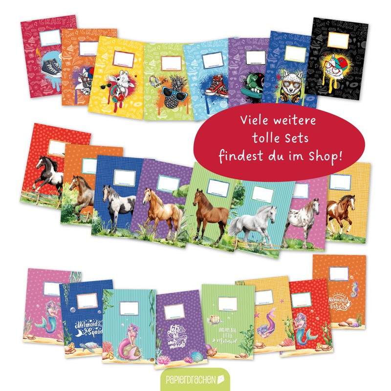 Papierdrachen 8 High-Quality Paper Notebook Covers for Children, A4, World