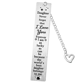 Daughter Bookmark Daughter Birthday Christmas Graduation Present Keepsakes from Dad Mum I Love You Daughter Metal Bookmark Gifts(Daughter Bookmark)