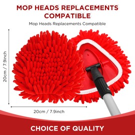 Baderke 3 Pack Mop Heads Replacements Compatible with O-Cedar Easy Wring 1-Tank System Reusable Spin Mop Replace Head Washable Chenille Refills Dust Head Replacement for Floor Cleaning(Red)
