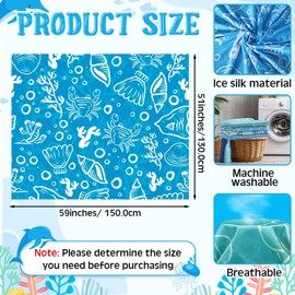 Hahafelt 4 Pack Cooling Blanket for Hot Sleepers Breathable Lightweight Thin Cold Summer Blankets for Night Sweats and Hot Weather Summer, Blue(Classic,51" X59")