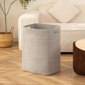 OIAHOMY Laundry Hamper, Laundry Basket，Rectangle Cotton Storage Basket with Handles, Large Blanket Basket for Living room, Woven Decorative Storage for Toys,Clothes,Pillows-16x13x22in-Grey variegated