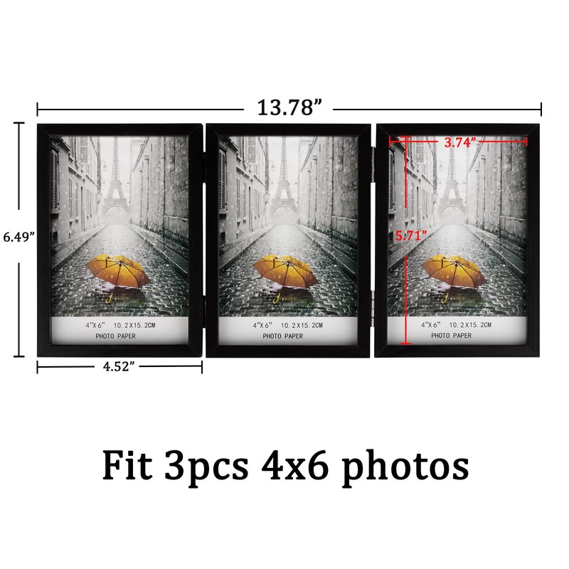 ORIVAN 4x6 Triple Picture Frame Hinged 3 Photos Folding Photo