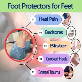 BIVIKEY Heel Protector for Pressure Sores Blisters Cracking Ease Pain Promote Rehabilitation Adjustable Instep Height Easy to Fix and Not Fall Off Bule 1 Pair M