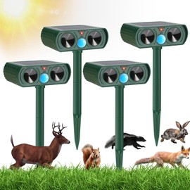 Thoveneth 4 Pack Ultrasonic Animal Repellent Cat Repellent Outdoor Deer Repllent Devices Animal Deterrent Scare Squirrel, Raccoon, Skunk, Rabbit, Dog with Motion Detector for Yard Garden