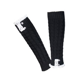 Dahlia Women's Leg Warmers, Knee High - Synthetic Wool, Lace Rose, Black