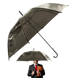 Classic Black Umbrella for Adults, 27.5Inch/70cm Windproof Umbrella, Auto Push Button Large Umbrella with J-Shaped Handle and 8-Rib Frame, Travel Umbrella for Men and Women