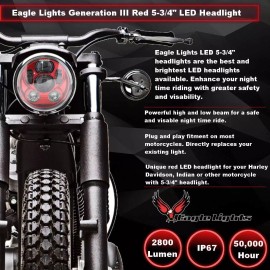 Eagle Lights 5 3/4" Red LED Projection Headlight Gen III Sporster Dyna Scout