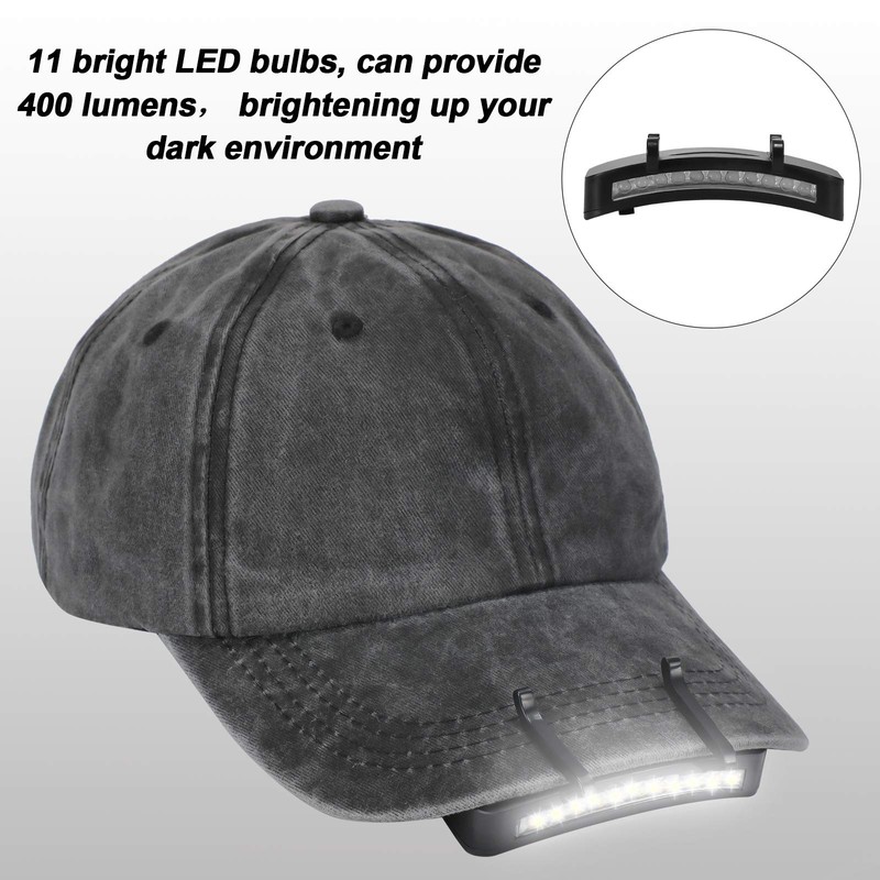 Mudder 4 Pcs Hat Light Clip 11 LED Cap Lights