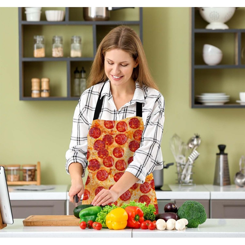 BGBDEIA Pizza Pepperoni Kitchen Apron for Women Men, Unisex Adjustable