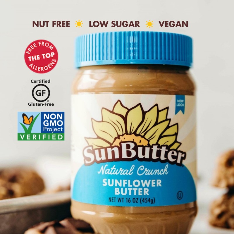 SunButter Crunch Sunflower Seed Butter, 16 oz Nut-Free Spread with