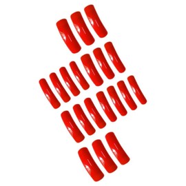 Curved Press on Nails Extra Long Fake Nails Red Full Cover Square Stick on Nail Glossy Acrylic Glue on Nails Curve Finger Manicure for Women Girls Art DIY False Nail 24pcs