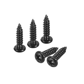 QUARKZMAN 3 mm x 12 mm Phillips Pan Head Self-Tapping Screw Pack of 100 - 304 Stainless Steel Round Head Wood Screw Full Thread (Black)