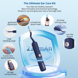 Ear Wax Removal Tool Camera with Wireless WiFi,Ear Wax Removal Tool with Flexible Visual 1080P Earscope,Ear Cleaner with Painless Tweezers/Spade/Spoon/Pick,Ear Wax Removal Kit for Family
