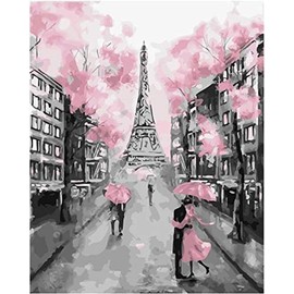 Pink in Paris - Paint by Number Kit - 16"x20" (40x50cm) - DIY Acrylic Painting Home Decor