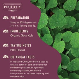 Organic Positively Botanicals Company, Gotu Kola, Herbal Tea Loose Leaf Botanical, 16 Ounce
