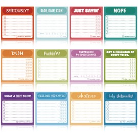 12 Pcs Funny Sticky Notes with Fun Messages 3 x 3 Inch Funny Work Notepads for Coworkers Self Stick Mini Notepads Small to Do List for Adults Office Supplies Set, 50 Sheet Each
