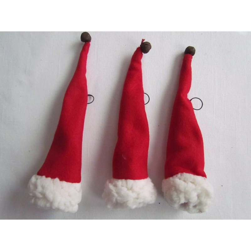 Santa HAT Christmas ornaments / package gift toppers 3pc set