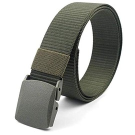 Miobo Unisex Nylon Canvas Belt for Men and Women, Infinitely Adjustable, Plastic Buckle, Green