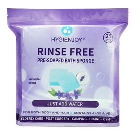 Hygienjoy Body Wipes for Adults Bath Sponges No Rinse -SINGLE USE Shower Wipe - DRY and SOAP INFUSED -Sturdy and No residue,for elderly care,post surgury,camping &GYM,Lavender Scent