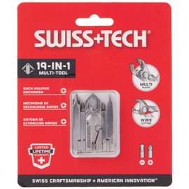 SWISS+TECH ST53100 Stainless Steel 19-in-1 Key Chain Multi Tool, Polished Finish (Single Pack)