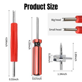 Hovom 6PCS Tire Valve Stem Tool Kit, Car A/C Tire Valve Core Removal Installation Tools, 4-Way Valves Tool, Single and Dual Head Valves Core Remover, Universal Tires Stem Repair Kit (6PCS)