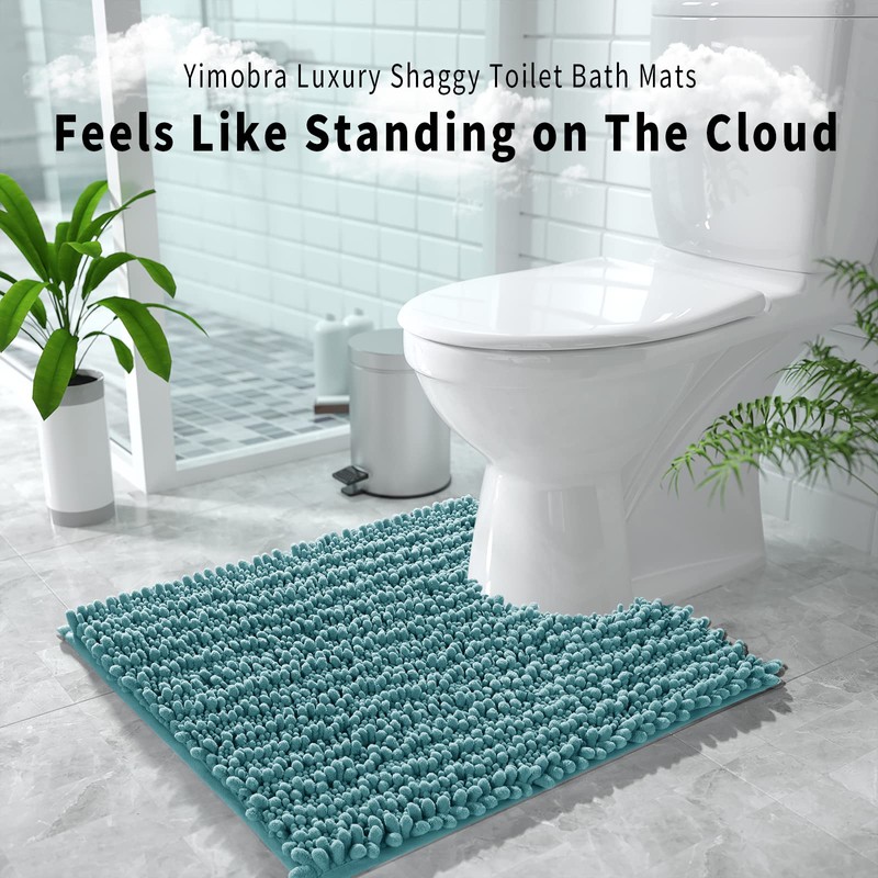 Yimobra Luxury Shaggy Toilet Bath Mat U-Shaped Contour Rugs for