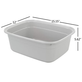 Fiazony 14-Quart Gray Plastic Wash Tub/Dish Pan Basin, Set of 4