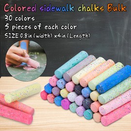 UZLU 90 PCS Sidewalk Chalk 30 Color Glitter Drawing Chalk for Kids, Colored Jumbo Washable Chalks Giant Box Non-Toxic Dustless,Painting on Sidewalk Bulk,Outdoor Art, Blackboard, Playground