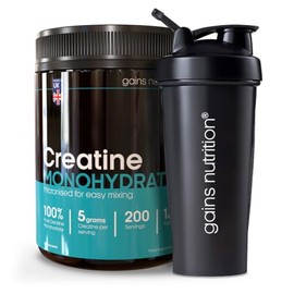 GN Creatine Monohydrate Powder, 1kg, with 600ml Shaker, for Muscle Mass, Strength and Performance
