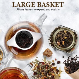 304 Stainless Steel Tea Strainer with Lid and Double Handles | Reusable Tea Filter for Loose Leaf Tea | Tea Infuser for Teapots, Cups, Mugs