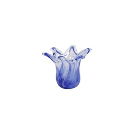 Vietri Onda Glass Cobalt Petite Vase - 5.25"x4.25" Glass Flower Vase, Handmade Mantle/Table Decor