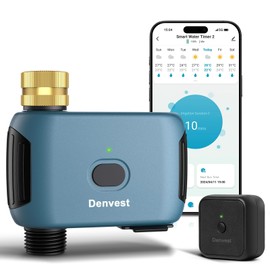 WiFi Water Timer with Brass Inlet, 1 Zone Smart Sprinkler Timer for Garden Hose Faucet, Hose Timers with WiFi Hub, Up to 20 Watering Plans, APP & Voice Control, Compatible with Alexa