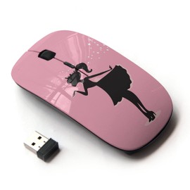 KOOLmouse [ Optical 2.4G Wireless Mouse [ Girl Pink Dress Black Minimalist Sparkle ]