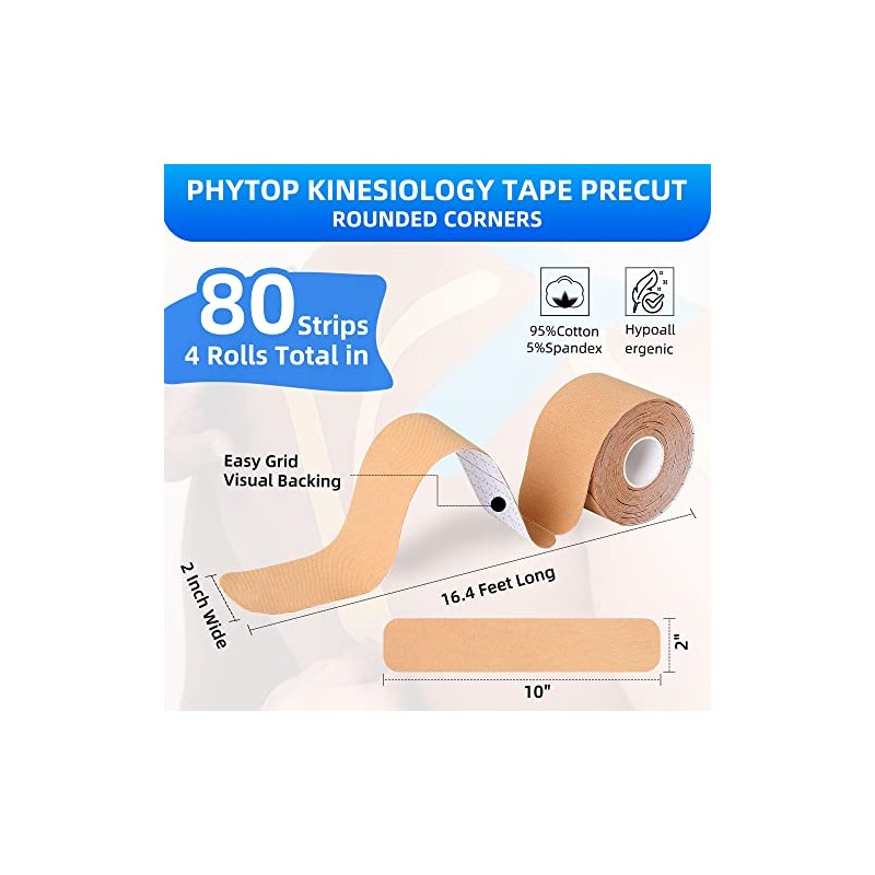 Kinesiology Tape Pre Cut - Beige Physio Tape Strips for