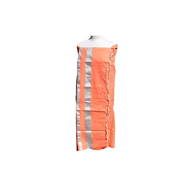 LES POULETTES - Fouta Beach Towel Salmon Cotton and Lurex