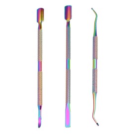 VOCOSTE 3 Pcs, Cuticle Pusher Set, Stainless Steel Double Head Cuticle Remover Tool, Cuticle Pusher, Manicure and Pedicure Tools for Fingernails and Toenails, Assorted Color