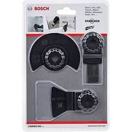 Bosch Professional 3 tlg. Starlock Fliesen Basis Set (für Fliesen, Fräsen, Abschaben, Tauchschneiden, Zubehör Multifunktionswerkzeug)