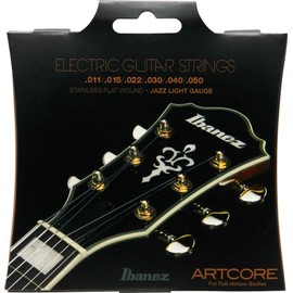 IBANEZ String Set Electric Guitar Artcore Stainless Flat Wound 6-String for Full Hollow Bodies/Jazz Light 11-50 (IFAS6SL)