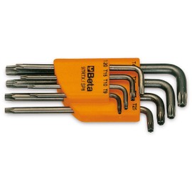 Beta BE 97RTX-SC8 Torx Stiftschlüsselsatz, Inbusschlüssel Satz, Torx Set (Werkzeug-Set, 8-teiliges Set mit Halterung für Stiftschlüssel, Tamper Resistant, gebogen), Silber/ Orange