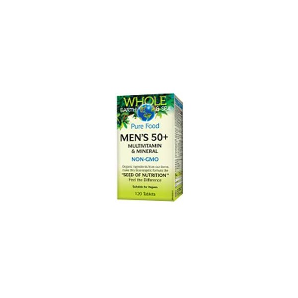 Natural Factors Whole Earth and Sea Men's 50+ Multivitamin and Mineral Tablets, 120 tablets