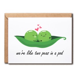 BNJDesigns We're like two peas in a pod - Peas Card - Peas Anniversary Card - Valentine's Day Card - Cute Anniversary Card - Romantic Card - Love Card, White