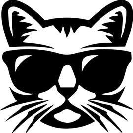 FulysArtHouse™ Cool Cat Car Window Decal, Vinyl Sticker 8 inches (Black Sticker)